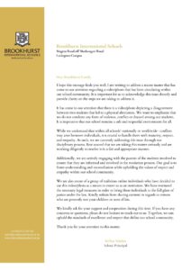 Brookhurst International Schools reply to the bullying allegations.