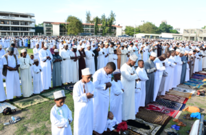 Muslim faithful during the Eid-ul-Fitr prayers marking the end of the holy month of Ramadhan at Ronald Ngala grounds, Mombasa. Photo/ KBC