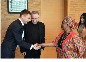 Media shy Oleg Vodchit seen in a rare photo with his partner Alexander Zingman meeting Equatorial Guinea leader.