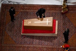 Casket of Pope Francis being sealed, April 25, 2025. (Photo: Vatican Media/Simone Risoluti)
