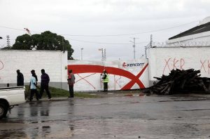 Kenya Railway Corporation Officers outside the Kencont Container Freight Station (CFS) Premises in Mombasa, which was raided by KRC and Police Officers. The company linked to Kanu Chairman Gideon Moi.