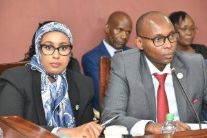 Nairobi County Finance CEC Charles Kerich and his Chief Officer Aisha Abdi at the Nairobi County Assembly.