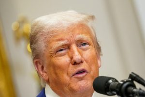 U.S. President Donald Trump speaks during a press conference in the Roosevelt Room at the White House in Washington, D.C., U.S., May 12, 2025. REUTERS