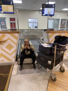 Stella Nyanzi at the JKIA stranded.