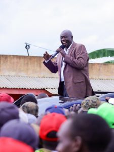 Rigathi Gachagua addressing supporters today.