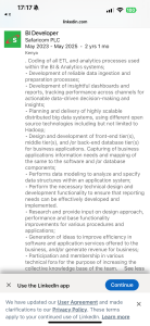 Okere’s LinkedIn portfolio showing her work responsibilities at Safaricom.