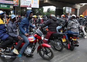 Goons in mortorbikes roam the city as protesters march.