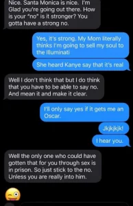 A screenshot of an alleged text message between Perry and his accuser.