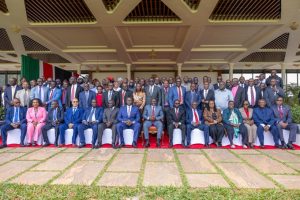 President Ruto with Luo political leaders after a meeting at the State House, Nairobi.