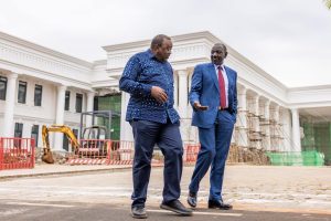 President Ruto gives former President Uhuru Kenyatta a tour of the revamped State House