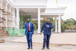 President Ruto gives former President Uhuru Kenyatta a tour of the revamped State House