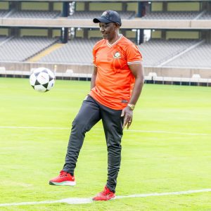 President William Ruto juggles the ball during a visit to the Harambee Stars’ training camp.