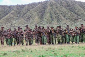 Kenyan police officers during a joint training session.