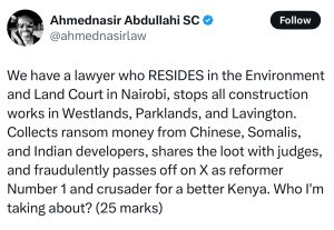 The bombshell Ahmednasir tweet exposing the notorious lawyer.