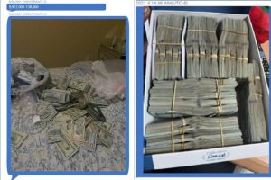 The U.S. Attorney's Office said the two brothers routinely discussed the money via text messages. Some of those alleged messages included photos of large amounts of cash. (Department of Justice)