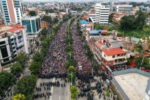 Aerial view showing massive crowds of protesters in Nepal.PHOTO/mohitlaws/X