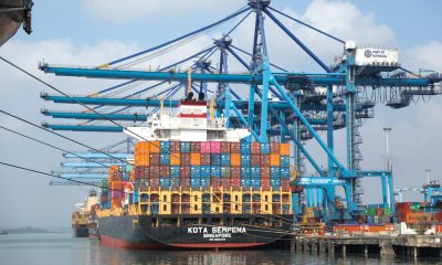 Cargo ship docks at Mombasa Port.