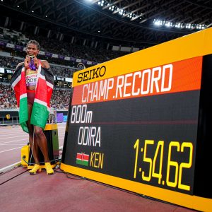 Lilian Odira during the women’s 800m final at the World Athletics Championships in Tokyo.