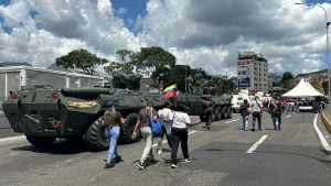 Armoured vehicles were on display at one of the militia exercises in Caracas