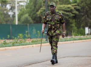 William Ruto, President and Commander-in-Chief of the Kenya Defence Forces, dons the KDF jungle uniform as he presides over KDF Day at Moi Barracks, Eldoret.