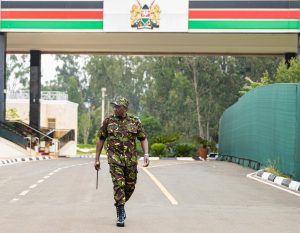 William Ruto, President and Commander-in-Chief of the Kenya Defence Forces, dons the KDF jungle uniform as he presides over KDF Day at Moi Barracks, Eldoret.