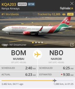 More than 10,000 people are currently tracking Kenya Airways flight KQ302, making it the most followed flight on popular flight tracking app Flightradar24. The plane is carrying the body of Raila Odinga from Mumbai, India, to Nairobi, Kenya.