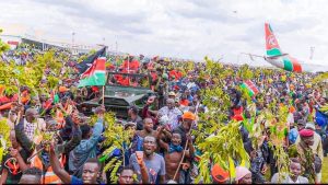 Mourners gather to receive the body of former Prime Minister Raila Odinga at the Jomo Kenyatta International Airport on October 16, 2025. Photo credit: PCS