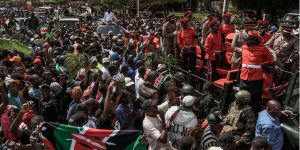 Hundreds of people gather on the streets to bid farewell to former Prime Minister and politician Raila Odinga, who passed away while receiving treatment at a hospital, on October 16, 2025, in Nairobi, Kenya. Photo credit: REUTERS