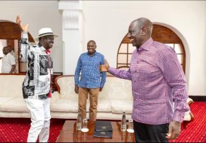 President William Ruto and ODM leader Raila Odinga at State House, Mombasa on February 24, 2025. (Photo: PCS)