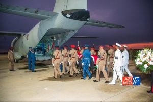 Raila’s body being wheeled out of military plane.
