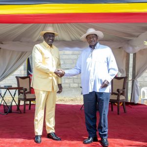 President William Ruto received by his Ugandan counterpart Yoweri Museveni for the groundbreaking ceremony of the Devki Steel Factory in Osukuru, Tororo District, Uganda