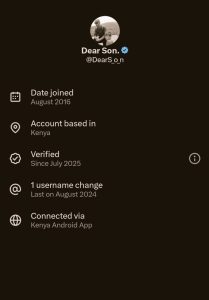 A screenshot of X’s ‘About This Account’ feature displaying a user’s country of origin.