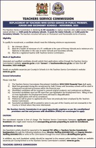 Official TSC recruitment advert