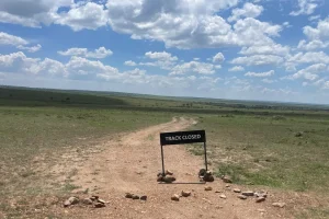 A dirt road that passes near the Ritz-Carlton camp has been closed to other drivers. Credit...Tariro Mzezewa