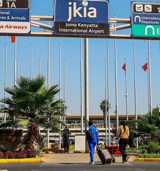 Travelers at Jomo Kenyatta International Airport in Nairobi.
