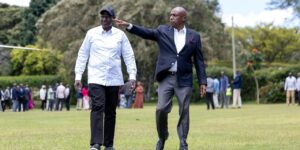 President William Ruto at Kanu Chairman Gideon Moi's Kabarak home on October 10, 2025.