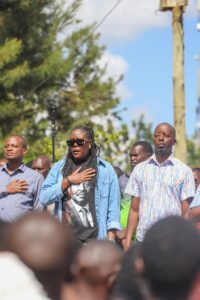 Winnie, Raila Odinga Junior during a recent rally in Kibera.