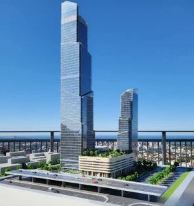 Artistic model of the proposed NSSF Twin Towers.