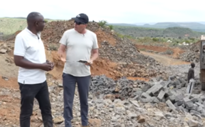 PHOTO | COURTESY Israeli investor Erez Rivkin, with media personality Alex Chamwada, at his real estate firm in Solai, Nakuru County.