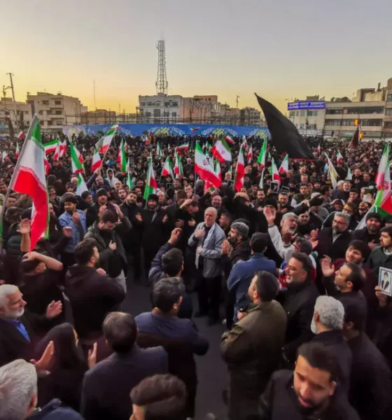 In Tehran's Enghlab square, thousands of mourners, dressed mostly in black, chanted 'death to America' while waving Iran's flag AFP